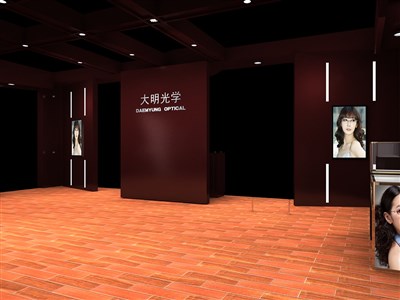 120平米展臺(tái)設(shè)計(jì)制作：二面開(kāi)口/現(xiàn)代/木質(zhì)結(jié)構(gòu)/咖啡色，為眼鏡展展商而作（免費(fèi)使用）