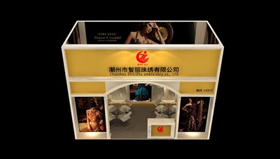 18平米展臺設計制作：一面開口/現(xiàn)代/木質(zhì)結(jié)構(gòu)/黃色，為服裝展展商而作（免費使用）