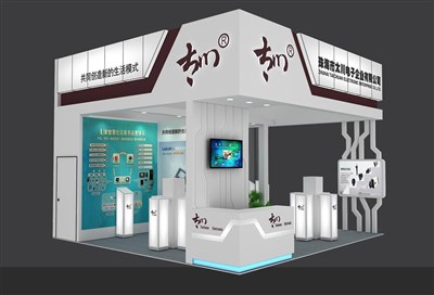 36平米展臺設(shè)計制作：三面開口/現(xiàn)代/木質(zhì)結(jié)構(gòu)/白色，為安防展展商而作（免費(fèi)使用）