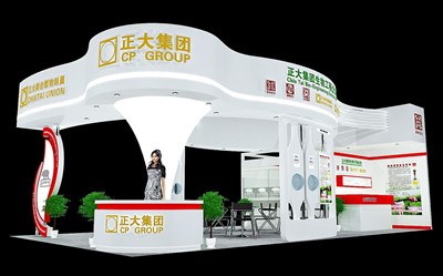 66平米展臺設計制作：三面開口/現代/木質結構/白色，為食品展展商而作（免費使用）