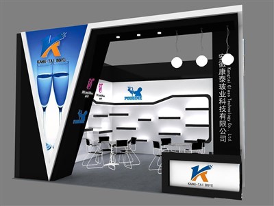 36平米展臺設(shè)計制作：一面開口/現(xiàn)代/木質(zhì)結(jié)構(gòu)/黑色，為日用品展展商而作（免費(fèi)使用）