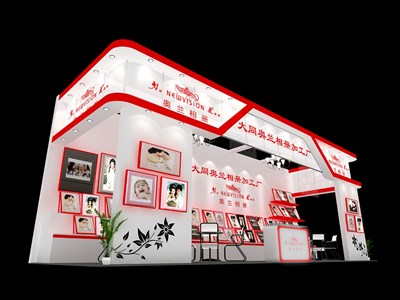 30平米展臺(tái)設(shè)計(jì)制作：三面開(kāi)口/現(xiàn)代/木質(zhì)結(jié)構(gòu)/白色，為美博會(huì)展商而作（免費(fèi)使用）
