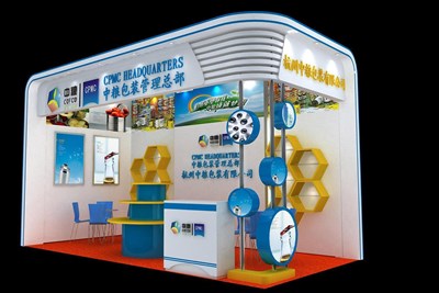 18平米展臺設計制作：二面開口/現代/木質結構/白色，為食品展展商而作（免費使用）