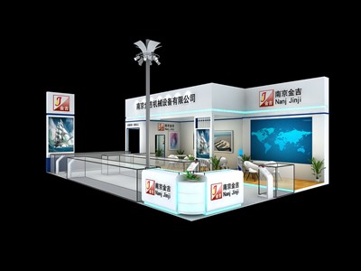 96平米展臺(tái)設(shè)計(jì)制作：三面開(kāi)口/現(xiàn)代/木質(zhì)結(jié)構(gòu)/白色，為機(jī)械展展商而作（免費(fèi)使用）