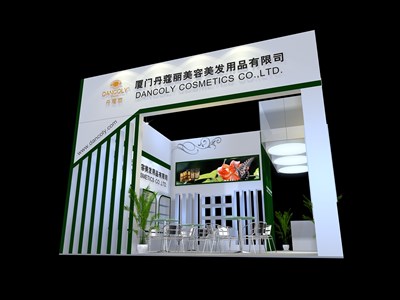 36平米展臺(tái)設(shè)計(jì)制作：三面開(kāi)口/現(xiàn)代/木質(zhì)結(jié)構(gòu)/白色，為美博會(huì)展商而作（免費(fèi)使用）
