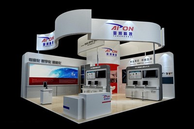 81平米展臺設(shè)計制作：二面開口/現(xiàn)代/木質(zhì)結(jié)構(gòu)/白色，為安防展展商而作（免費(fèi)使用）