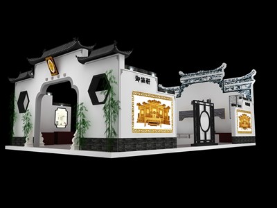 165平米展臺設(shè)計制作：四面開口/中式/型材結(jié)構(gòu)/灰色，為家具展展商而作（免費使用）