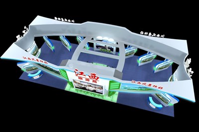 297平米展臺(tái)設(shè)計(jì)制作：四面開(kāi)口/前衛(wèi)/型材結(jié)構(gòu)/白色，為旅游展展商而作（免費(fèi)使用）