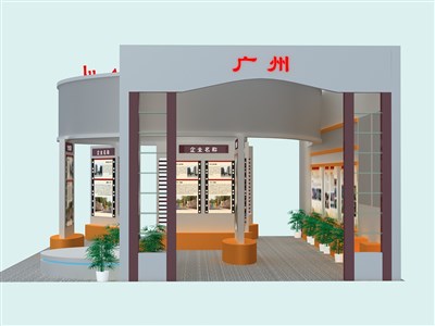 135平米展臺設計制作：三面開口/現(xiàn)代/型材結(jié)構(gòu)/灰色，為旅游展展商而作（免費使用）