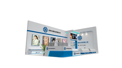 36平米展臺設(shè)計制作：三面開口/現(xiàn)代/木質(zhì)結(jié)構(gòu)/藍(lán)色，為能源展展商而作（免費使用）